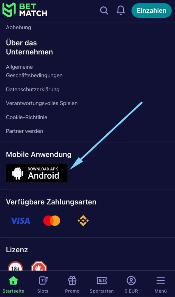 Betmatch app instalation