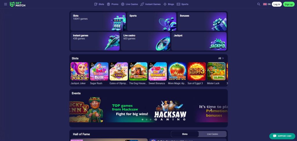 Betmatch casino mainpage